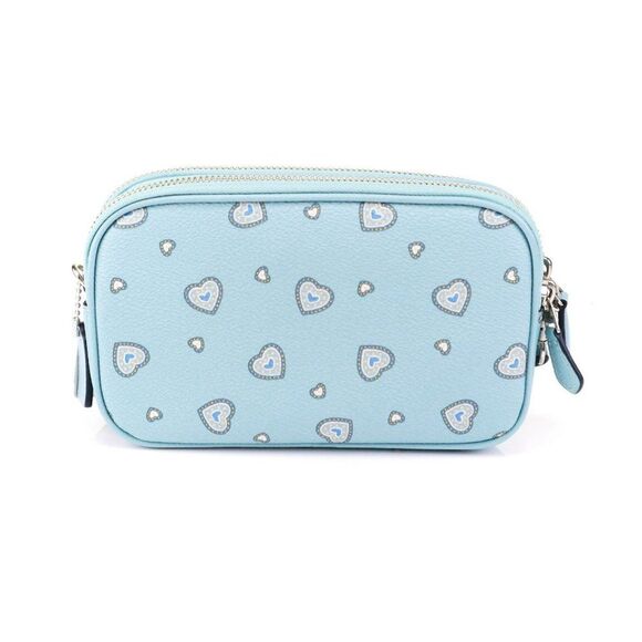 NWT Coach Western Hearts Double Zip Camera Bag Light Aqua - Picture 10 of 13